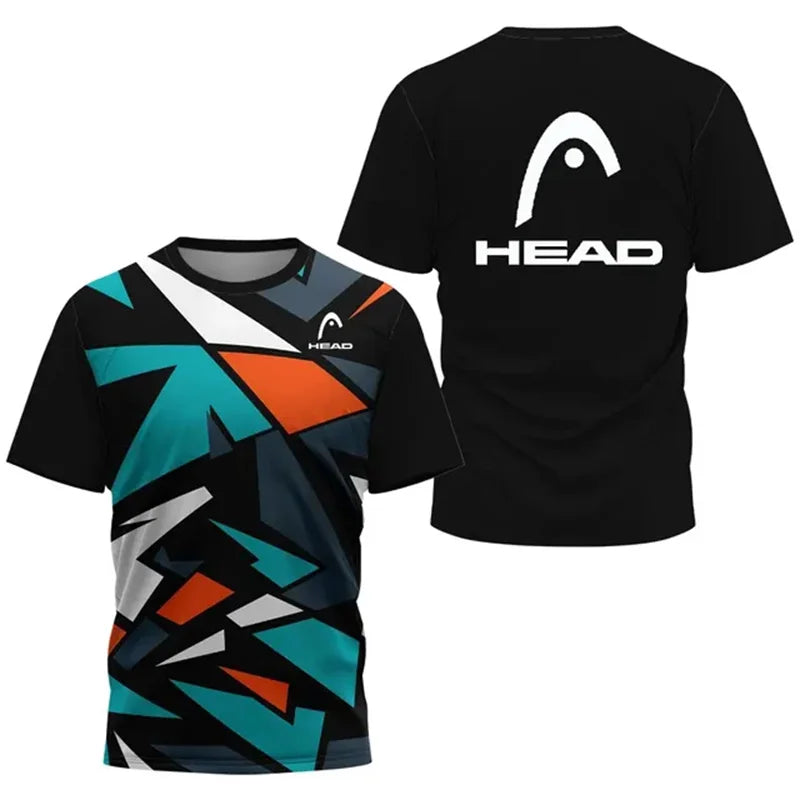 2024 New Men's Sport T-shirt Summer Leisure Short Sleeve Head Badminton Table Tennis Training Breathable Quick Drying O-Neck Top