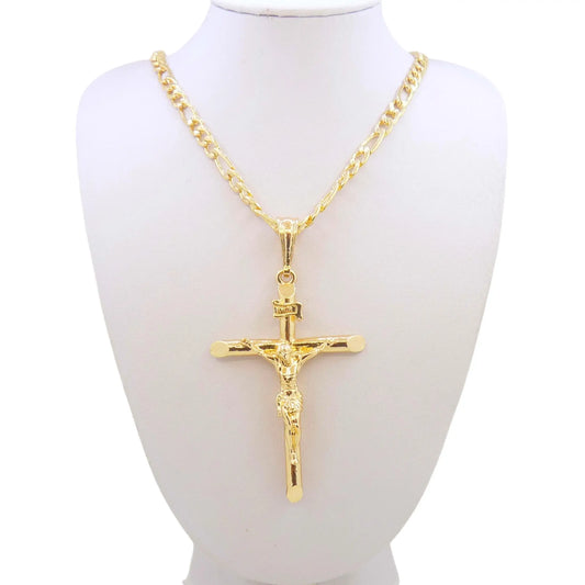 Gold-plated chain Jesús Pendant Cross necklace