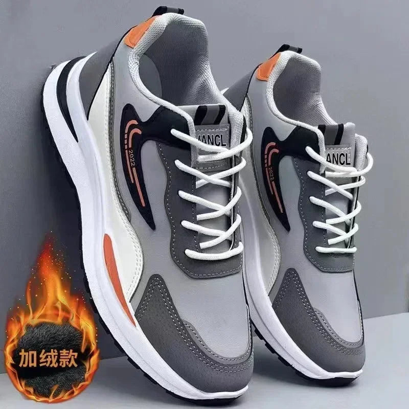 Patchwork Men's Casual Sneakers Mesh Breathable Shoes for Men Outdoor Running Tennis Shoes Warm Lace-up Non-slip Male Sneakers