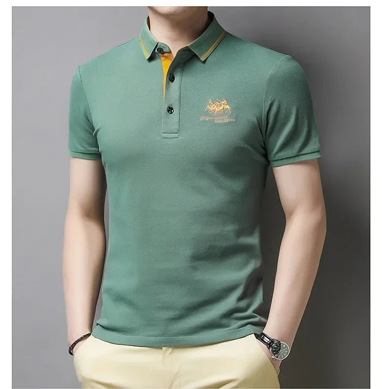 New Summer Korean Embroidered Polo Shirt Men's Luxury Top Casual Lapel Short Sleeve T-shirt Fashion Anti-wrinkle Men T Shirt