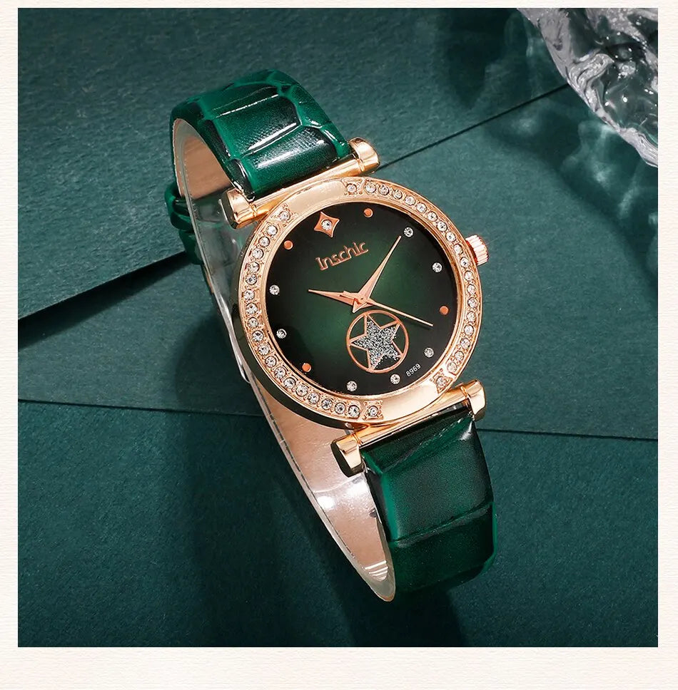 Green Quartz Watch Women Ring