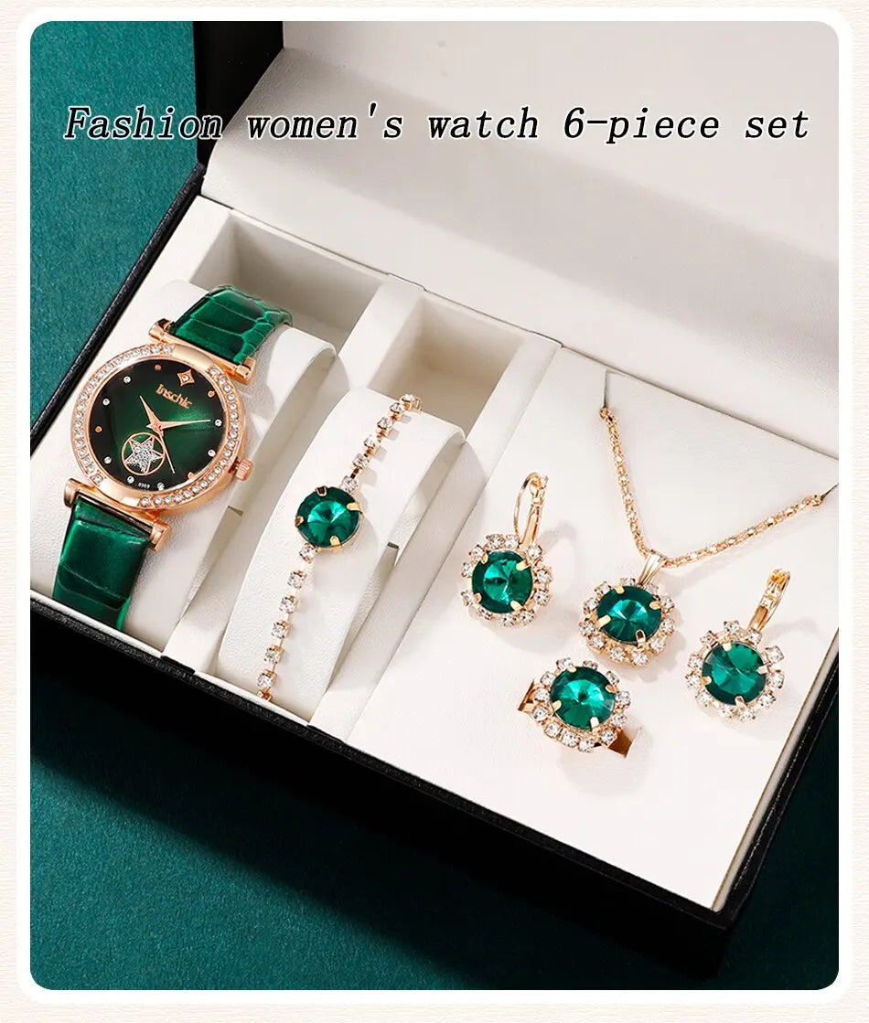 Green Quartz Watch Women Ring