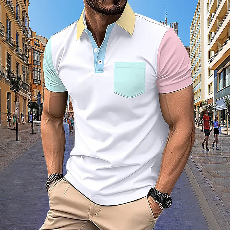 Summer Men's Short sleeved Polo Shirt Business Office Fashion Collar Shirt Men's Sports and Leisure T-shirt