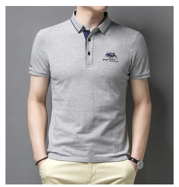 New Summer Korean Embroidered Polo Shirt Men's Luxury Top Casual Lapel Short Sleeve T-shirt Fashion Anti-wrinkle Men T Shirt