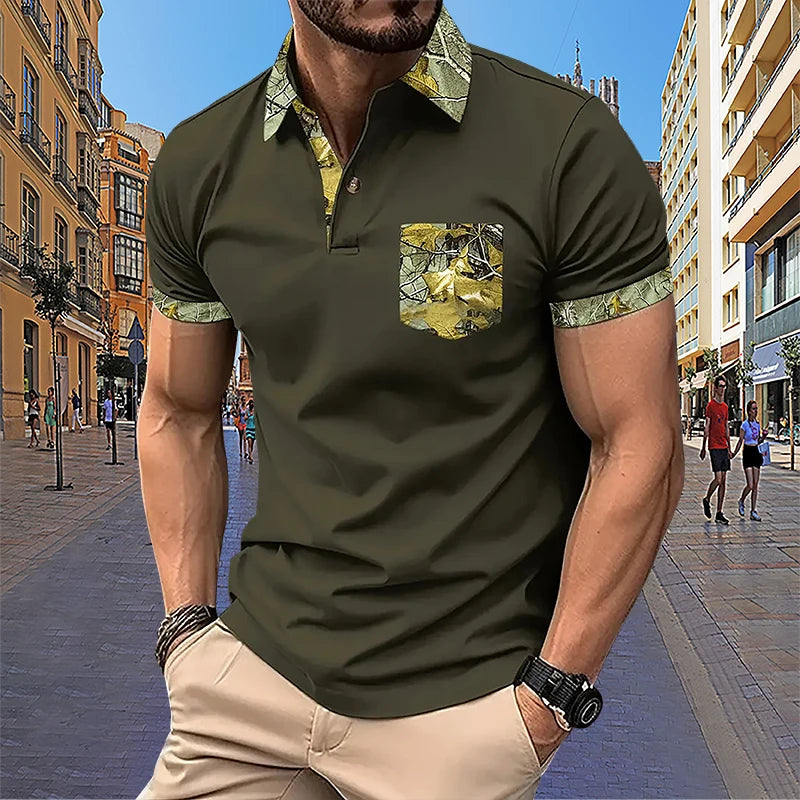 Summer Men's Short sleeved Polo Shirt Business Office Fashion Collar Shirt Men's Sports and Leisure T-shirt