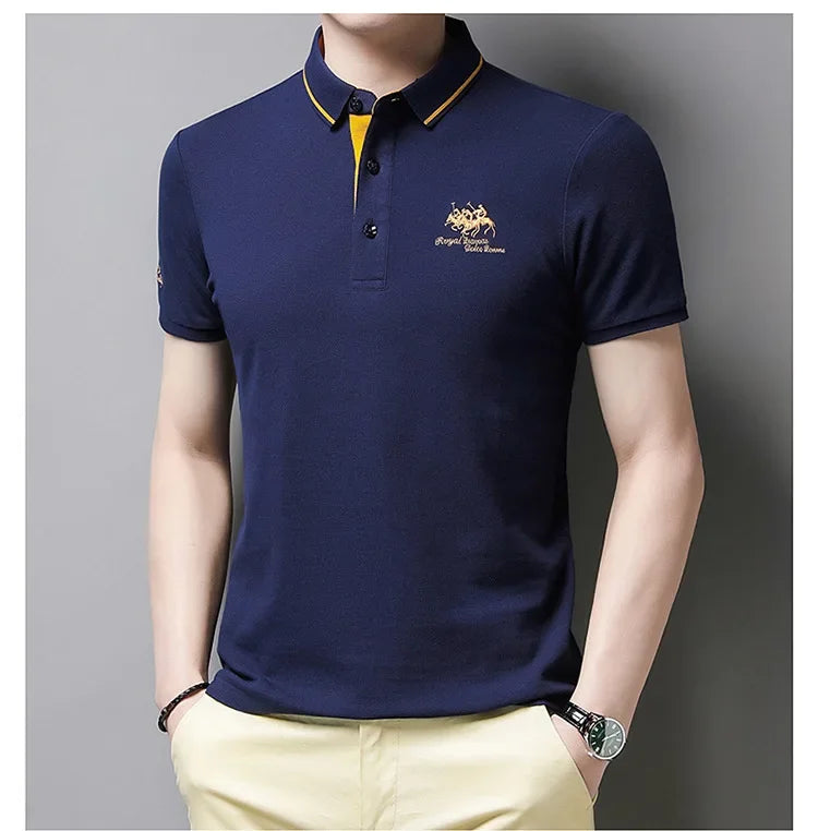 New Summer Korean Embroidered Polo Shirt Men's Luxury Top Casual Lapel Short Sleeve T-shirt Fashion Anti-wrinkle Men T Shirt