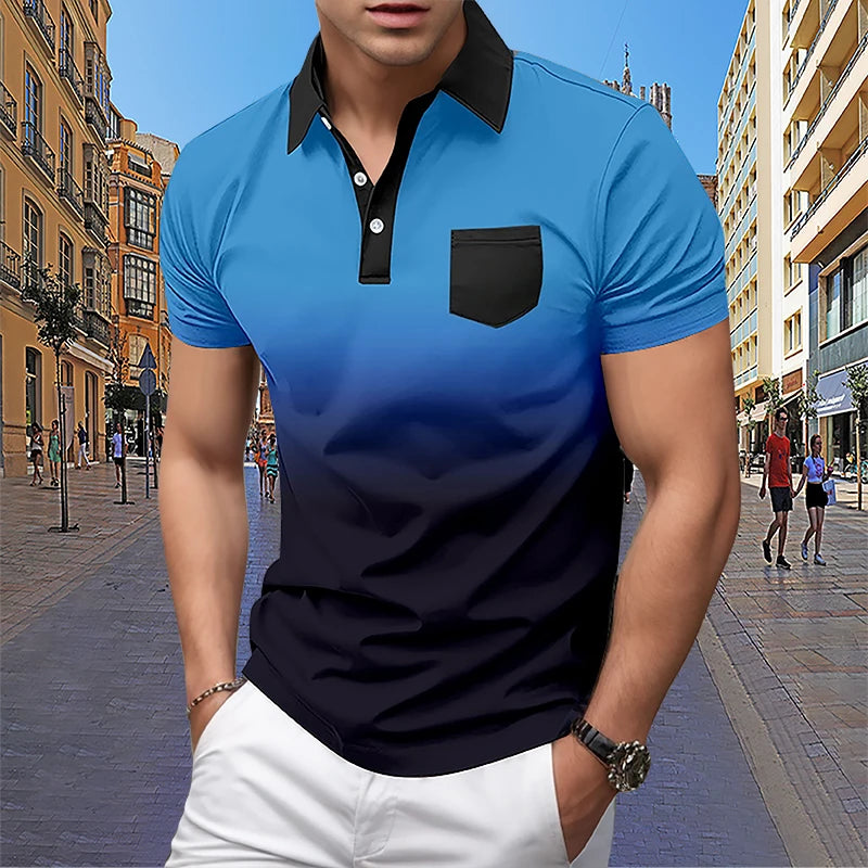 Summer Men's Short sleeved Polo Shirt Business Office Fashion Collar Shirt Men's Sports and Leisure T-shirt