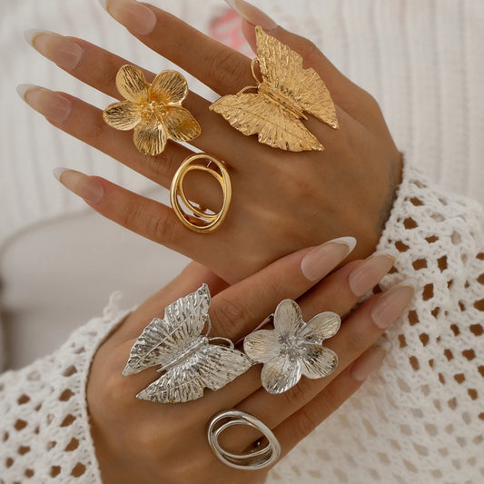Flowers Ring for Women Fashion Statement 2025 Adjustable Finger Ring Wed Jewelry