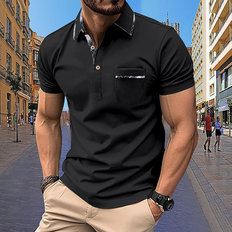 Summer Men's Short sleeved Polo Shirt Business Office Fashion Collar Shirt Men's Sports and Leisure T-shirt