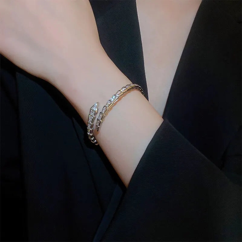 Classic Bracelets For Women Simple Fashion Shiny Inlaid Zircon Bracelet&bangle Punk Animal Chunky Bangles Jewelry