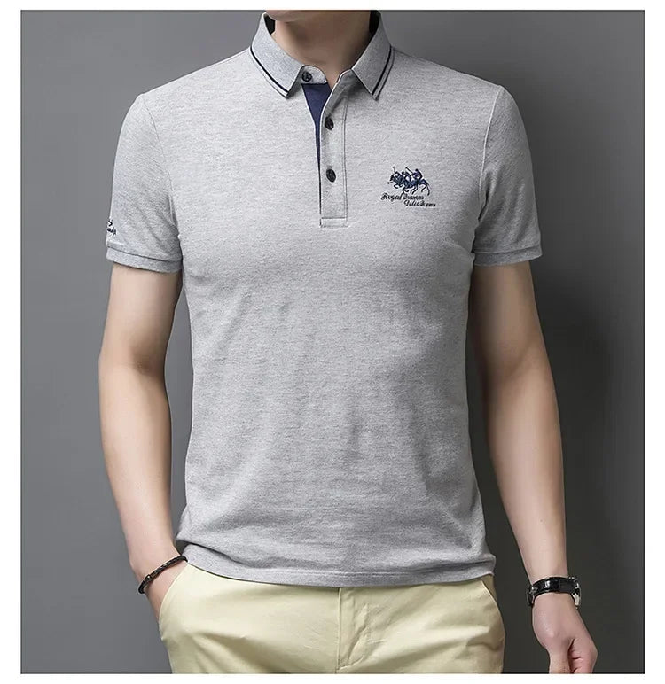 New Summer Korean Embroidered Polo Shirt Men's Luxury Top Casual Lapel Short Sleeve T-shirt Fashion Anti-wrinkle Men T Shirt