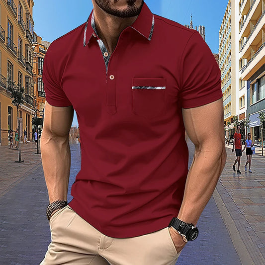 Summer Men's Short sleeved Polo Shirt Business Office Fashion Collar Shirt Men's Sports and Leisure T-shirt